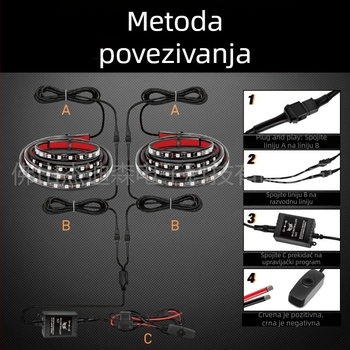 Jedison RGB LED traka za prtljažnik pickup vozila, 12V, plastična LED traka za terenska vozila