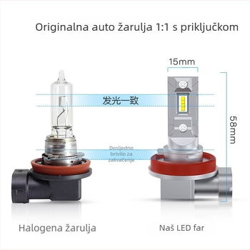 LED glavna svjetla za automobil 1:1 direktna ugradnja, 12V, IP68, kompatibilno s H1/H7/H3/H11/P13W9005/9006