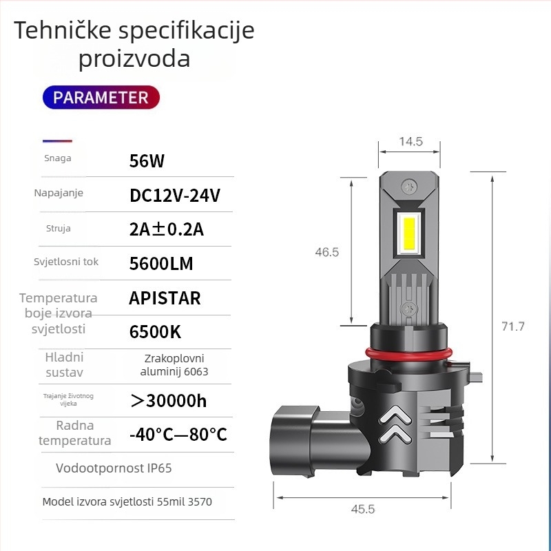 LED prednja svjetla za auto, izravno spojena, 50W, 12V, IP68, kompatibilno s H1/H7/H11/H4/9005/9006/9012