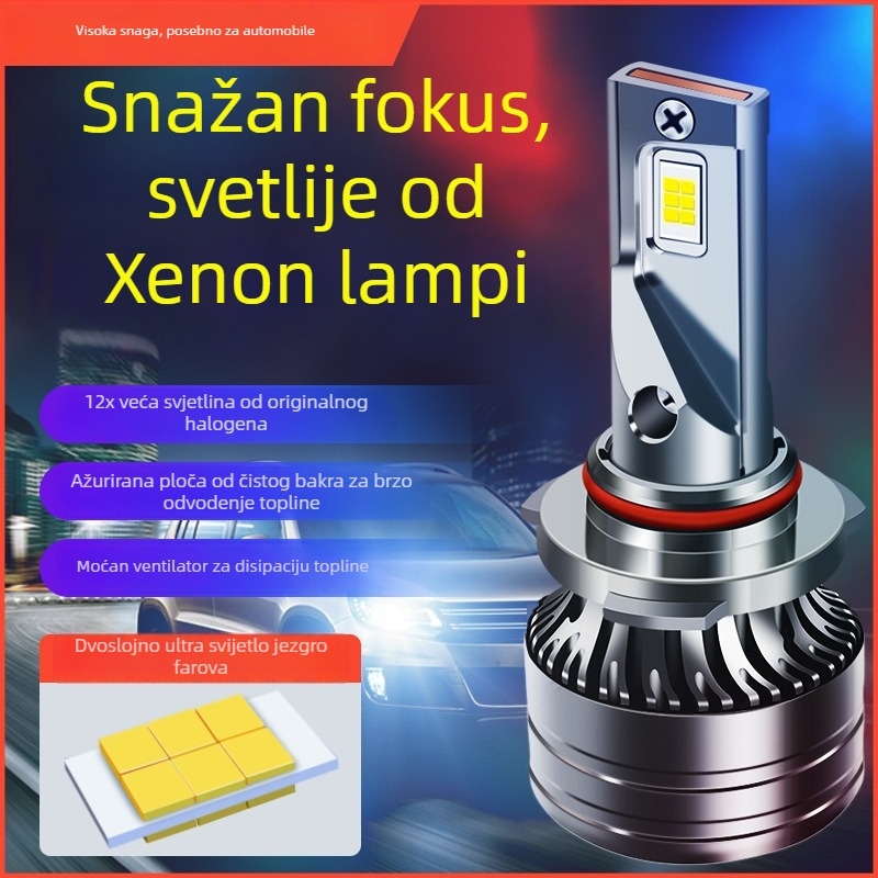 Automobilski LED far s integriranim visokim/nižim snopom, 12V LED izvor, kompatibilno s H7/H4/H1/H11/9005/9006
