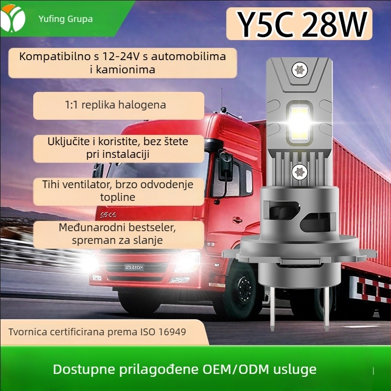 Univerzalno LED prednje svjetlo za auto s H4/H7 visokim/nižim snopom, izravna ugradnja, 28W, 12-24V