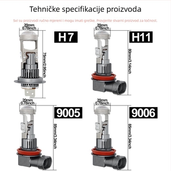 M01R LED prednje svjetlo za automobile i motocikle, inline integrirana H7 leća, kompatibilna s 9005/9006, IP67, 9-36V