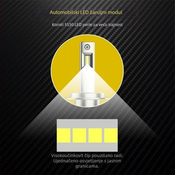 Univerzalna LED glavna svjetla za automobil, model K3, kućište od avionskog aluminija, 56W, 12-24V, 3000lm