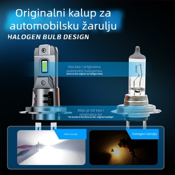 Automobilska LED prednja svjetla M7-H7, dvostruka strana, 8 LED dioda, 55W, 12–24V, CSP3570, IP68, 29800 lm