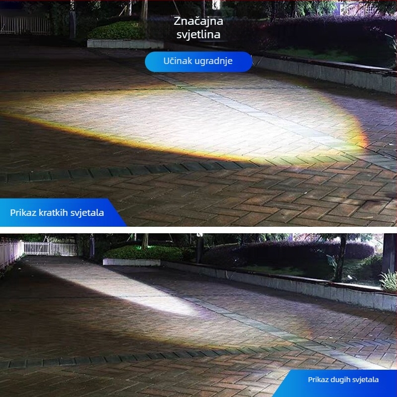 Motociklističko LED prednje svjetlo 26W/52W, 8000 lumena, IP68, avionski aluminij, visok i nizak snop