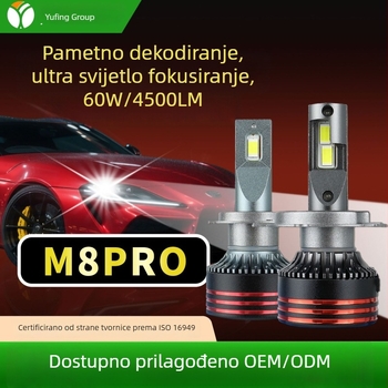 M8PRO LED automobilska LED žarulja za prednje svjetlo, izuzetno svijetla, integrirano daleko i blizu za H7/H11/H4, univerzalna kompatibilnost