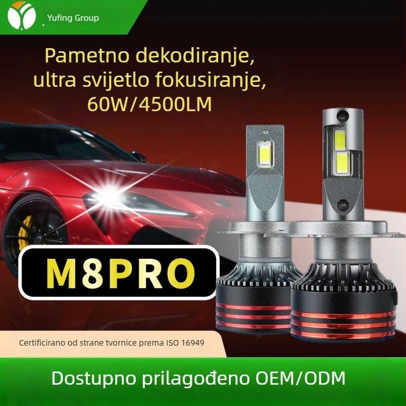 M8PRO LED automobilska LED žarulja za prednje svjetlo, izuzetno svijetla, integrirano daleko i blizu za H7/H11/H4, univerzalna kompatibilnost
