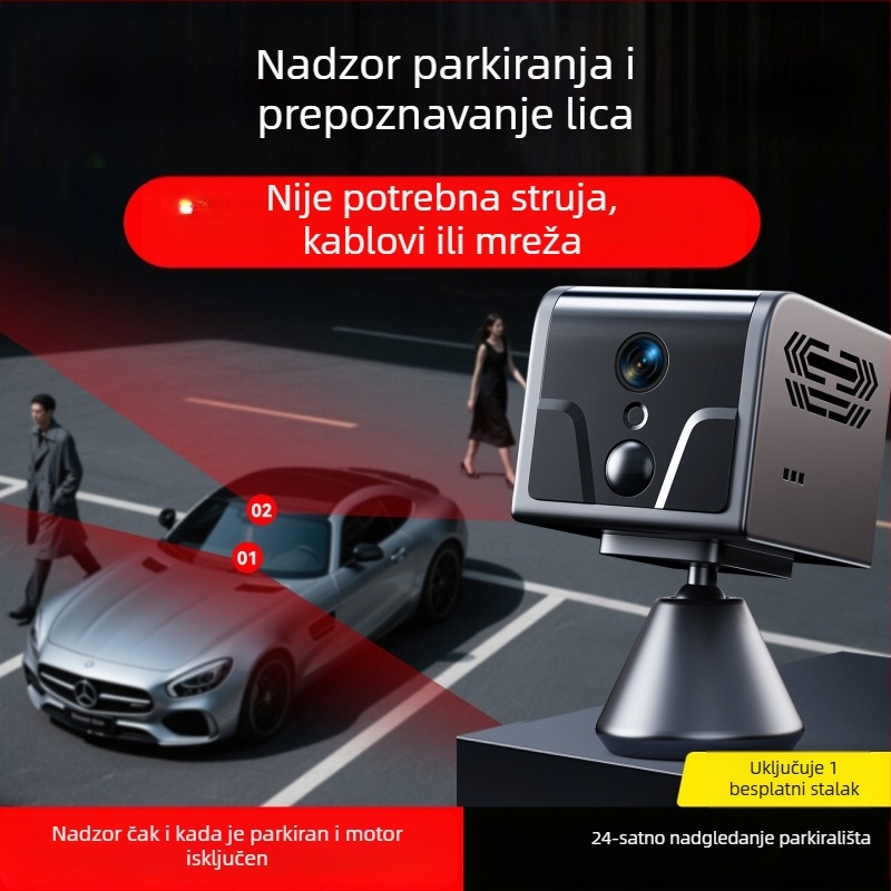 Niskopotrošna 4G bežična automobil kamera za daljinski nadzor, bez napajanja, objektiv 2.7–12 mm, IR do 20 m, -10 do 60°C, unutarnja i vanjska upotreba
