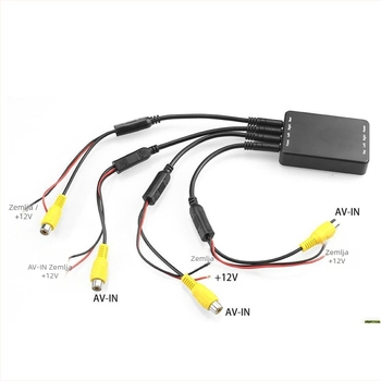 POLARLANDER 4-kanalni pretvarač za 360° panoramsku automobilsku kameru s upravljačkim prekidačem za vizualizaciju unazad, ABS kućište, 12V