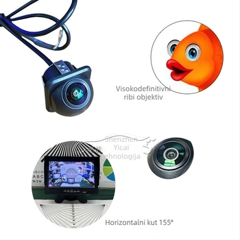 Stražnja kamera za automobil, AHD/CVBS, univerzalna, 12V, 180° kut gledanja, model YC-0722, kamera za desni mrtvi kut