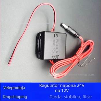 Univerzalni regulator napona 24V na 12V za kamionsku stražnju kameru i dash cam, izlaz 3A