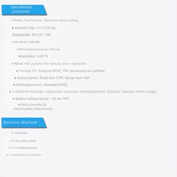 Kamera za vožnju unatrag s visokim svjetlom kočnice za Mercedes-Benz Vito W639/W447 (Model 7244), 12V, NTSC, Razlučivost 628x586, Kut prilagodljiv