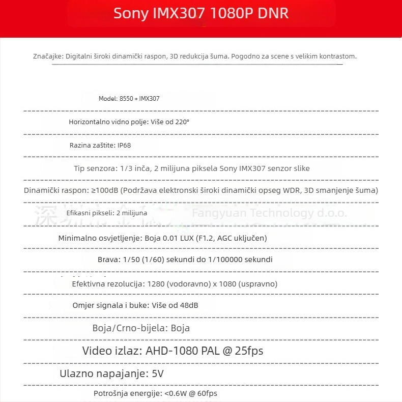 BG-307360 360° panoramska kamera s dekodiranjem, sve-u-jednom, AHD1080P, 2 MP, 180° podesivi ugao, 5V napajanje