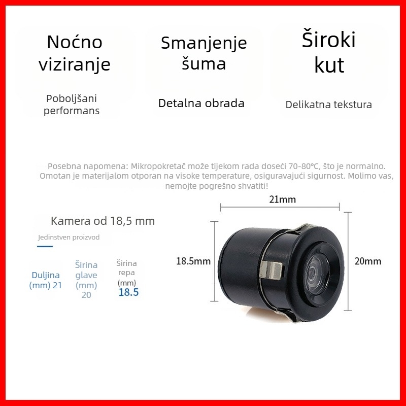 CCD kamera za backup 720p, podesiv kut, 12V DC napajanje, CCD senzor 640 TVL