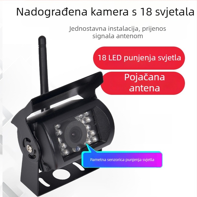 Kamera za stražnji pogled za kamione, mikroautobuse i kombije, bežični Wi‑Fi, infracrveno noćno vidanje, 1024×600 rezolucije, 90° kut gledanja, napajanje 12–24V, model H-CAR-1WYS