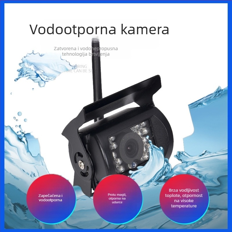 Kamera za stražnji pogled za kamione, mikroautobuse i kombije, bežični Wi‑Fi, infracrveno noćno vidanje, 1024×600 rezolucije, 90° kut gledanja, napajanje 12–24V, model H-CAR-1WYS
