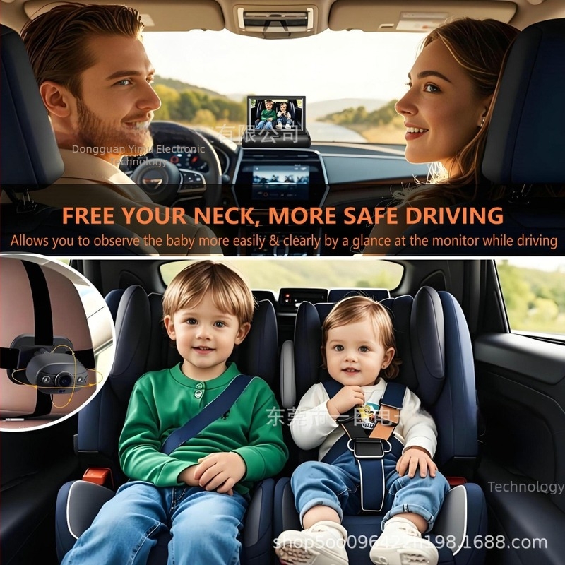 KB40 Auto nadzor za bebe s HD kamerom, univerzalna kompatibilnost, 12V napajanje, 360° pogled, 480p razlučivost