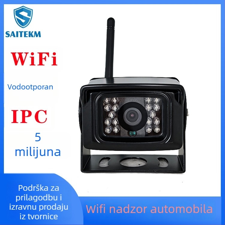 Kamera montirana u vozilu s Wi‑Fi, vodootporna, široki kut, 1080P, IP67, 12V napajanje (DC/RJ45)