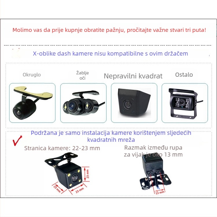 Desni držač kućišta kamere za stražnje gledanje za Toyota Highlander 2009-2013, bez bušenja, 12V, NTSC, 1280x1024, 180° kut, model 0837