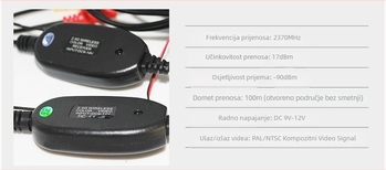 Bežična kamera za vožnju unatrag za vozila — Wang Yikai wx001, 12V, rezolucija 800×480, simulirani video signal