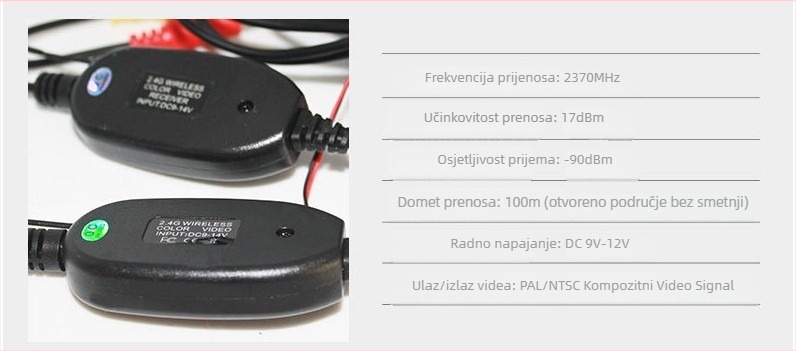 Bežična kamera za vožnju unatrag za vozila — Wang Yikai wx001, 12V, rezolucija 800×480, simulirani video signal