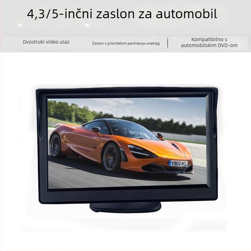 Auto zaslon 4,3/5 inča, bežični modul 2,4 G, IR HD kamera za vožnju unazad za dugu registracijsku tablicu