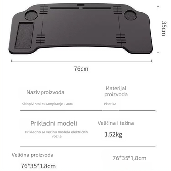 Tesla Model 3/Y Prednji sklopivi stol za objedovanje i stol za laptop u automobilu, Snap-In montaža, LDZ