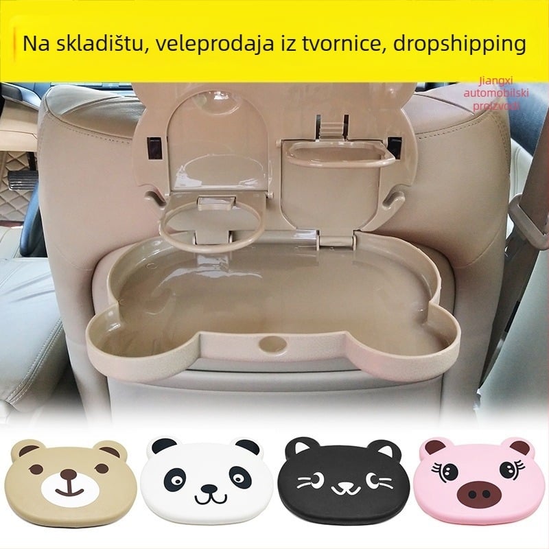 Sklopivi stol za stražnju klupu automobila s držačem za čaše, ABS plast, višenamjenski stol na naslonu sjedala