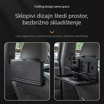 Auto stražnji stolni pladanj s preklopnim držačem za čašu, ABS materijal, model SY-0797, za ugradnju na stražnji naslon sjedala