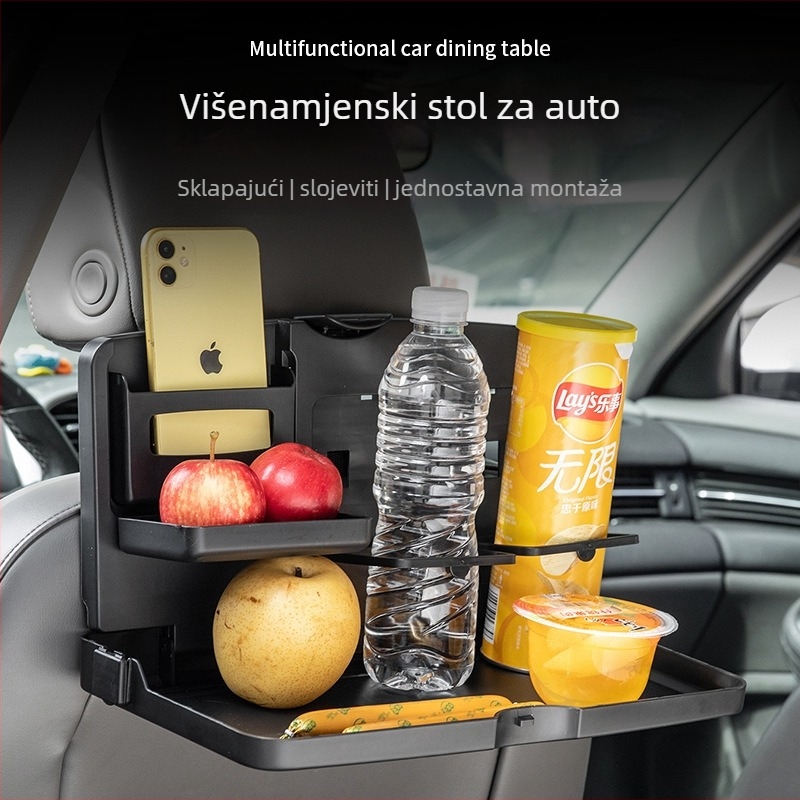 Auto stražnji stolni pladanj s preklopnim držačem za čašu, ABS materijal, model SY-0797, za ugradnju na stražnji naslon sjedala