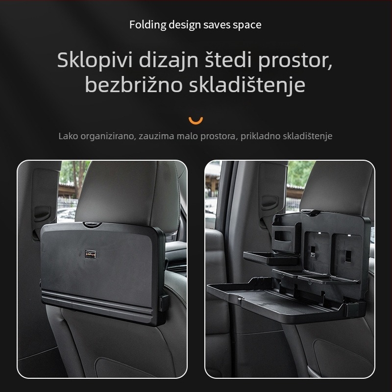 Auto stražnji stolni pladanj s preklopnim držačem za čašu, ABS materijal, model SY-0797, za ugradnju na stražnji naslon sjedala