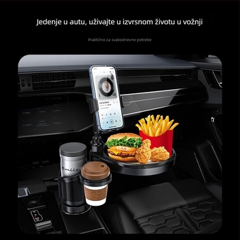 Mien Letu auto držač za čaše s pladnjem, univerzalna snap-on montaža, držač za telefon i organizator hrane i pića