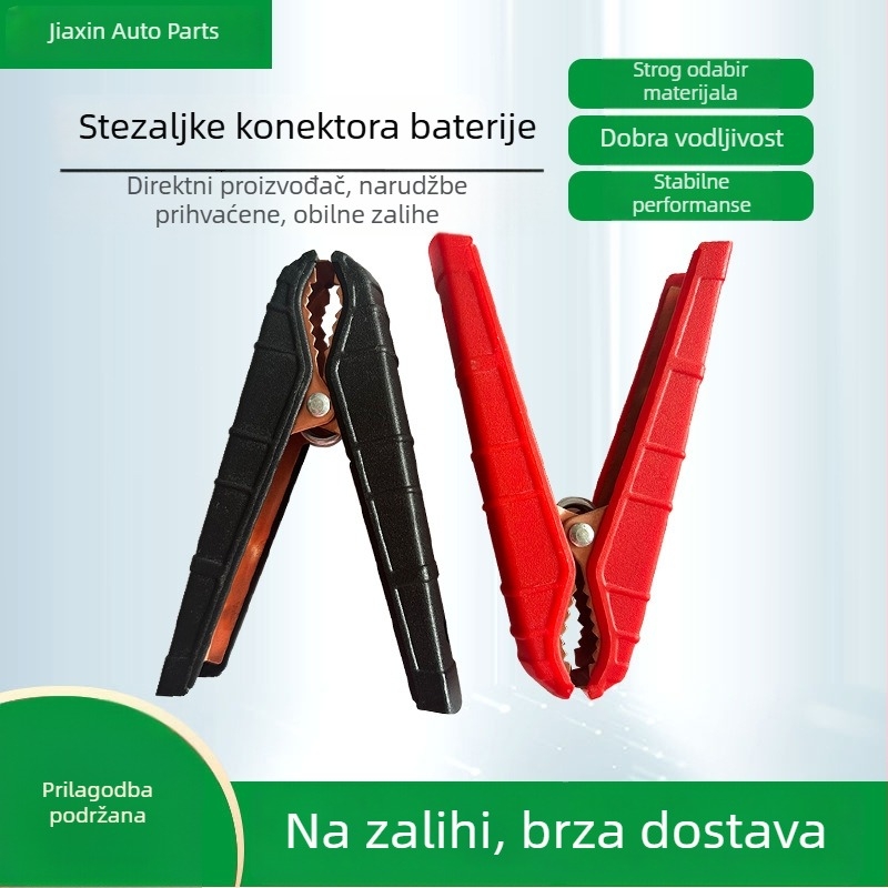 Krokodil klips s bakrom, potpuno izoliran, debeli, s kabelom za spoj, veliki klips za punjenje i testiranje baterije