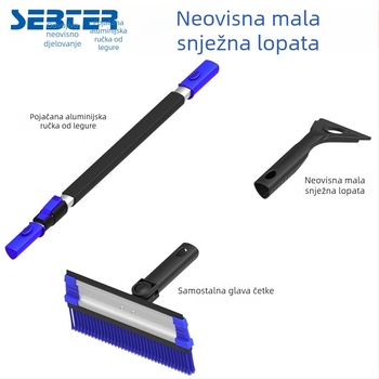 SEBTER višenamjenski alat za uklanjanje snijega iz automobila s grebalom za led, grebalom za vodu i četkom za snijeg – PC/ABS i aluminijska legura