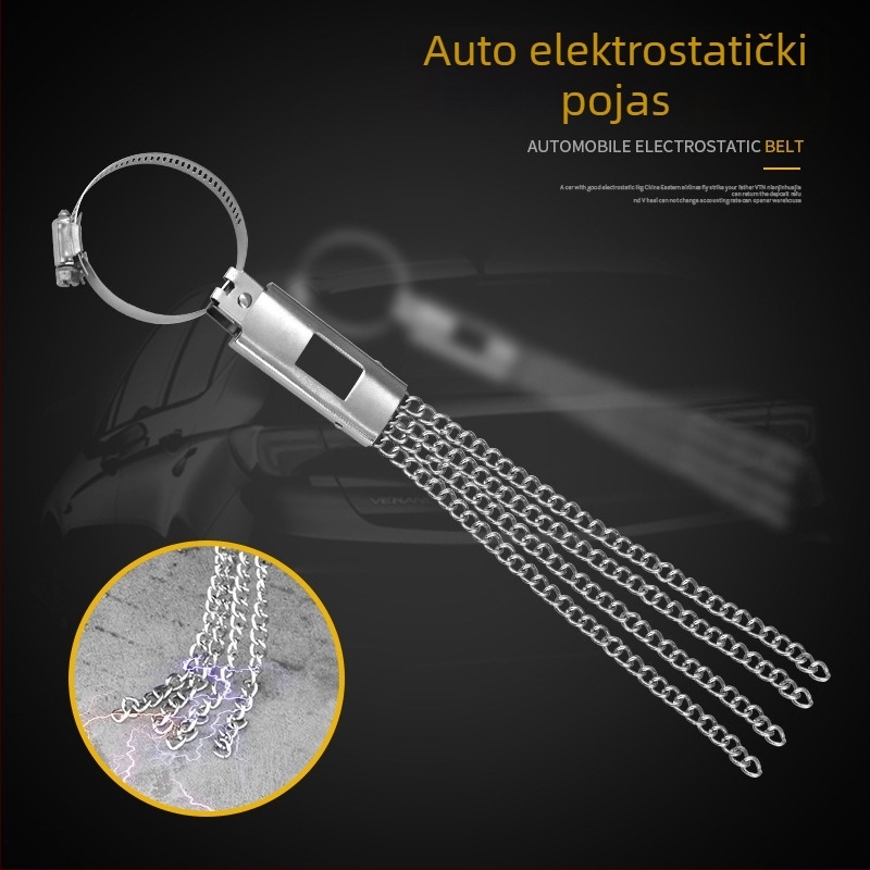 Automobilska anti-statička uzemljiva traka s metalnim lancem i klipsom za uzemljenje
