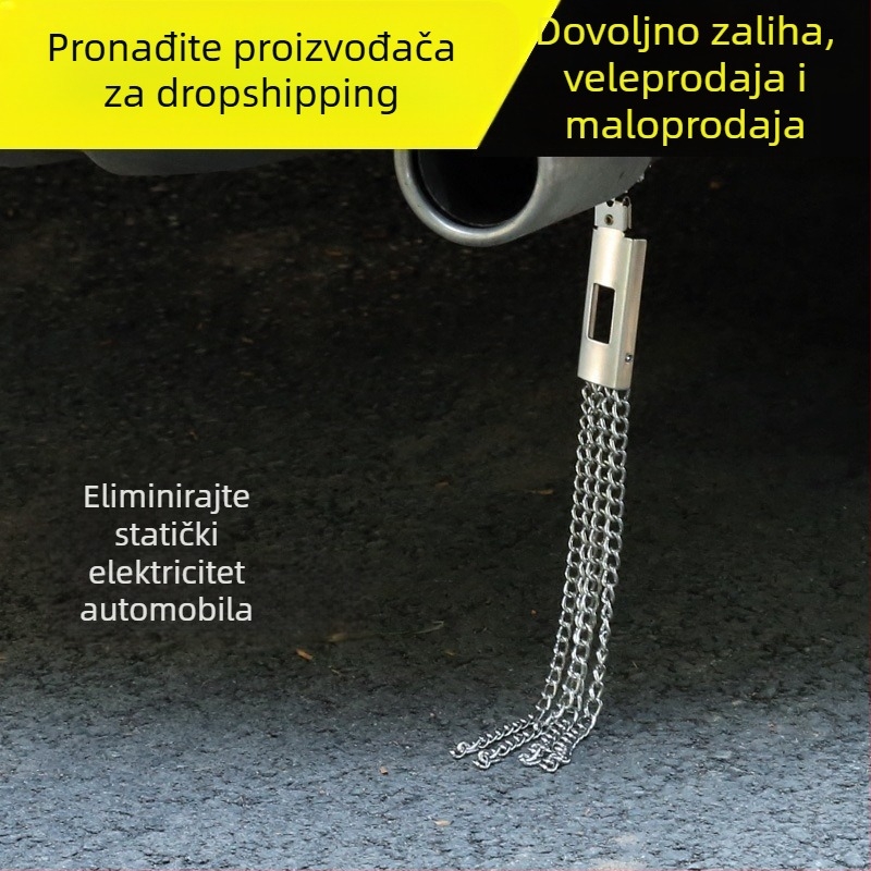 Automobilska anti-statička uzemljiva traka s metalnim lancem i klipsom za uzemljenje