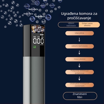 Prijenosni tester alkohola, visokoprecizan, za kućnu upotrebu, oksidirana aluminijska zlitina + PC + TPE kuka
