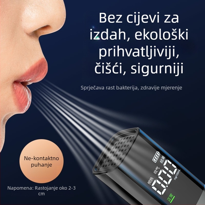 Prijenosni tester alkohola, visokoprecizan, za kućnu upotrebu, oksidirana aluminijska zlitina + PC + TPE kuka