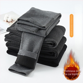 Ženski flis podstavljene debele tajice s vertikalnim prugama, blaga kompresija, pogodne za nošenje van, visoka elastičnost