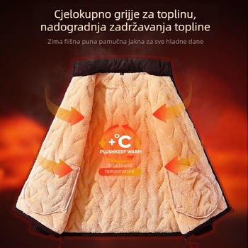 Muški zimski kaput od poliestera s fleksi podstavom, stojeći ovratnik, zip sprijeda, kratka duljina