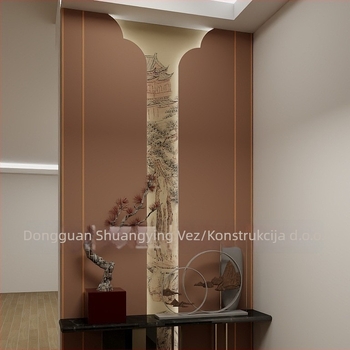 Novi kineski stil zidni umjetnički panel — krajolik s pivonijom, umjetna koža, mogućnost prilagodbe, branda Gold Balance