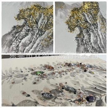 Novi kineski stil zidni umjetnički panel — krajolik s pivonijom, umjetna koža, mogućnost prilagodbe, branda Gold Balance