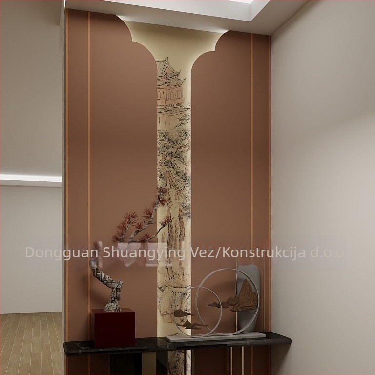 Novi kineski stil zidni umjetnički panel — krajolik s pivonijom, umjetna koža, mogućnost prilagodbe, branda Gold Balance