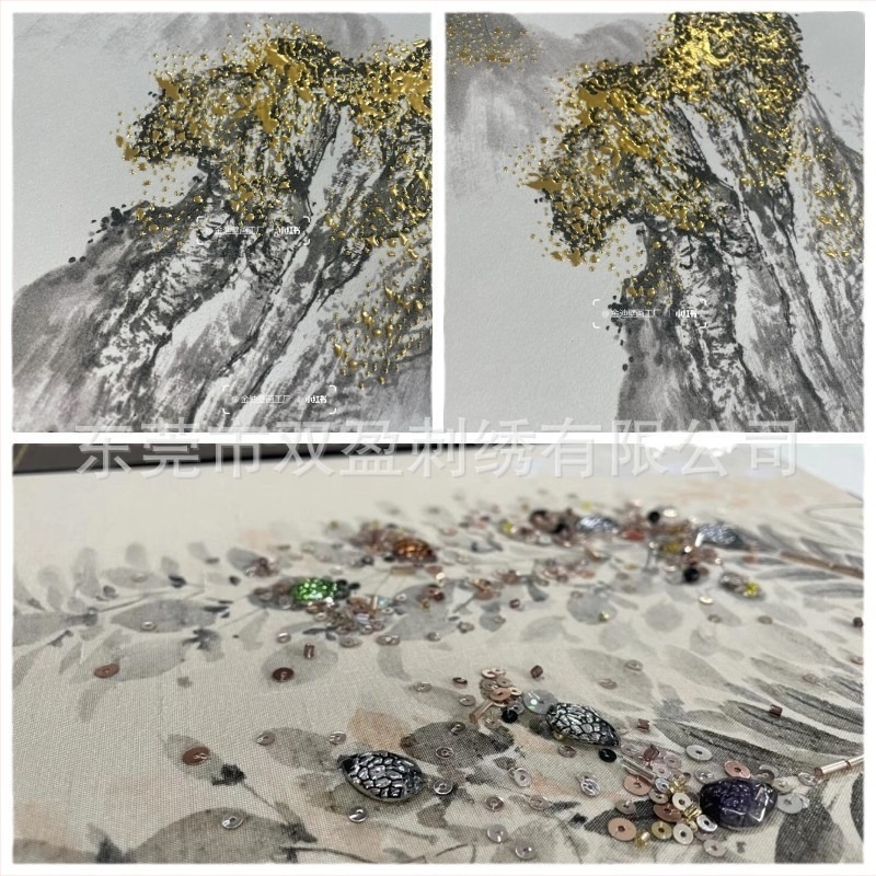 Novi kineski stil zidni umjetnički panel — krajolik s pivonijom, umjetna koža, mogućnost prilagodbe, branda Gold Balance