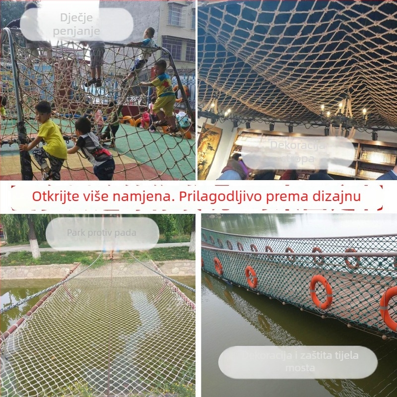 Šarena zaštitna mreža za vanjsko penjanje – balkon dekoracija i sigurnost stepenica, ručno tkanu mrežu