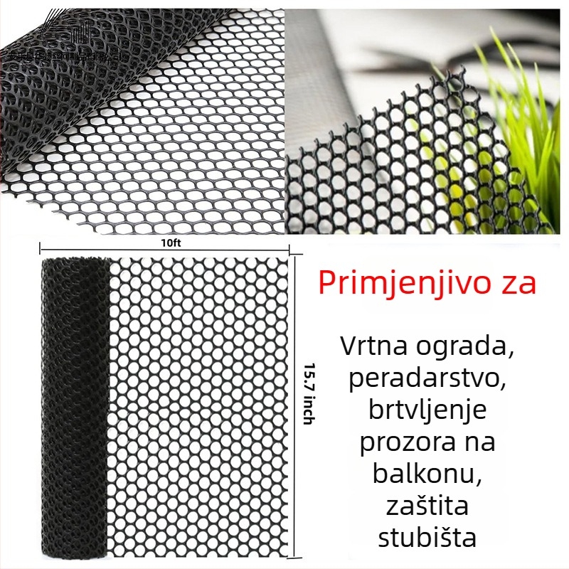 Crna zaštitna mreža za prozore i balkon, protiv krađe i pada, plastična mreža