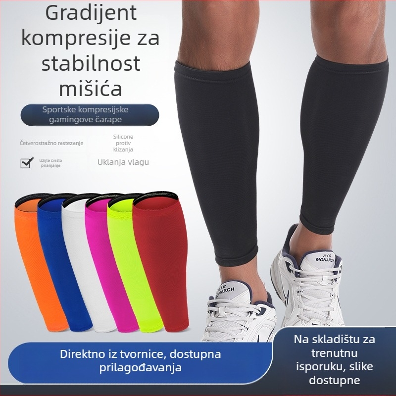 Protektori listova za odrasle - prozračni, elastični štitovi za donji dio noge s trakom od silikonskog protivklizanja; 85% poliester, 15% spandeks; namijenjeno trčanju, košarci i nogometu