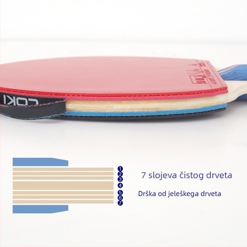 Set ping-pong raketa s daskom od topole, reverse-glue guma, raketa s pravim udarcem, tiskano logo, mogućnost prilagođavanja