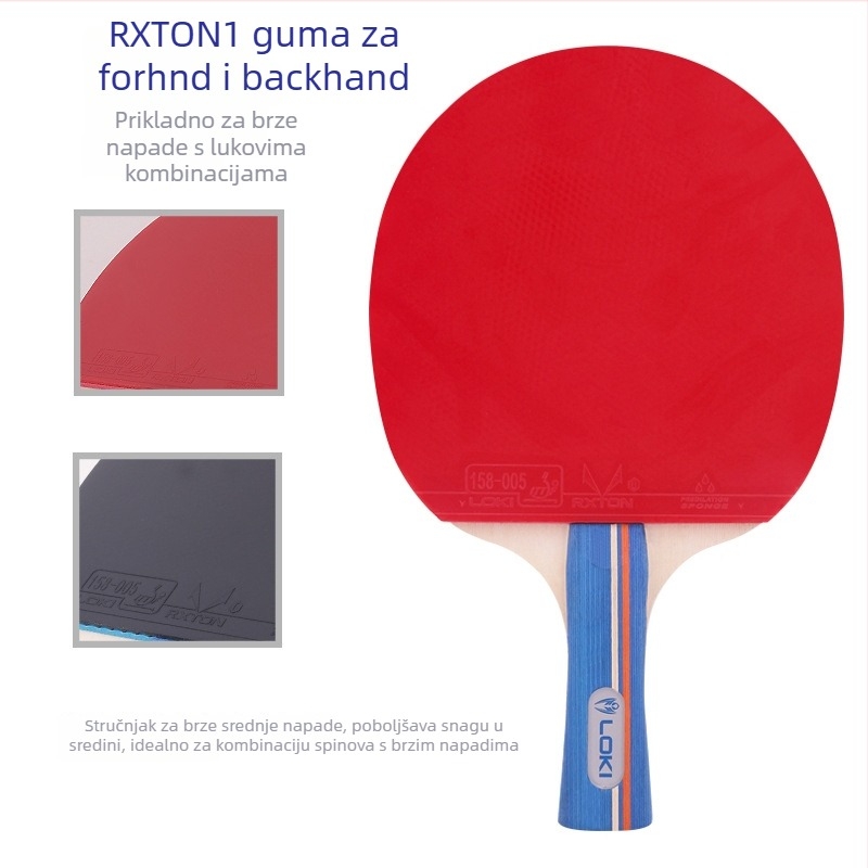 Set ping-pong raketa s daskom od topole, reverse-glue guma, raketa s pravim udarcem, tiskano logo, mogućnost prilagođavanja