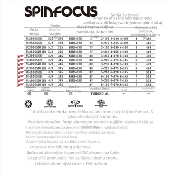 Spinning kolut Dijia SU2000SDH(B) za lov na mamac, 9 ležajeva, uravnotežena dvostruka ručica